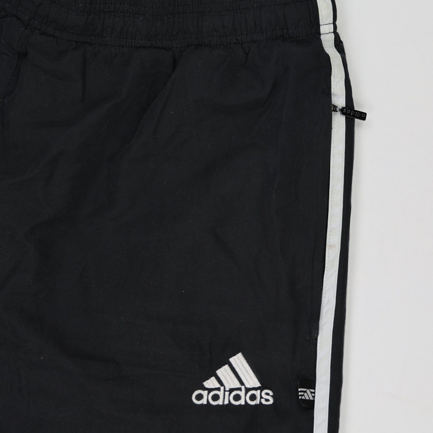 adidas Vintage Black Track Pants Large Polyester 78 cm Inseam 86 cm Waist