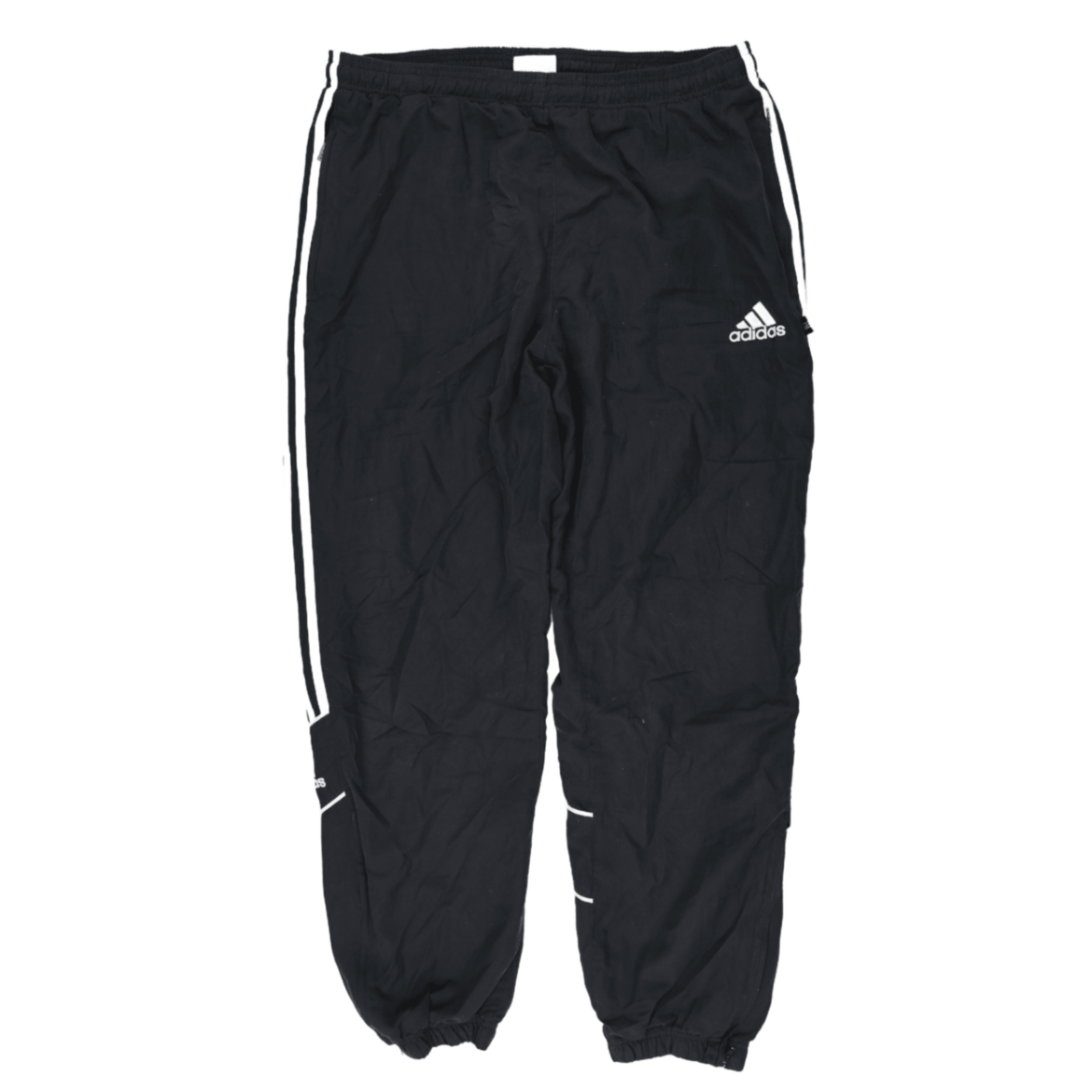 adidas Vintage Black Track Pants Large Polyester 78 cm Inseam 86 cm Waist