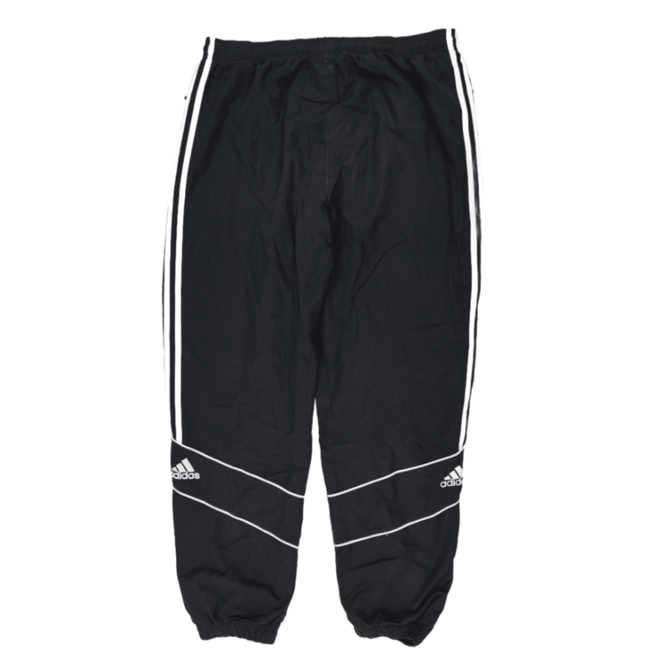 adidas Vintage Black Track Pants Large Polyester 78 cm Inseam 86 cm Waist