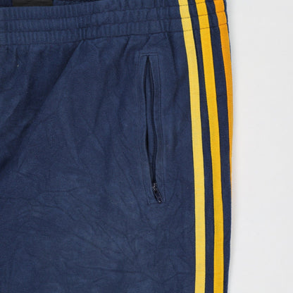 adidas Navy Blue Track Pants Medium Polyester Vintage with Yellow Side Stripes