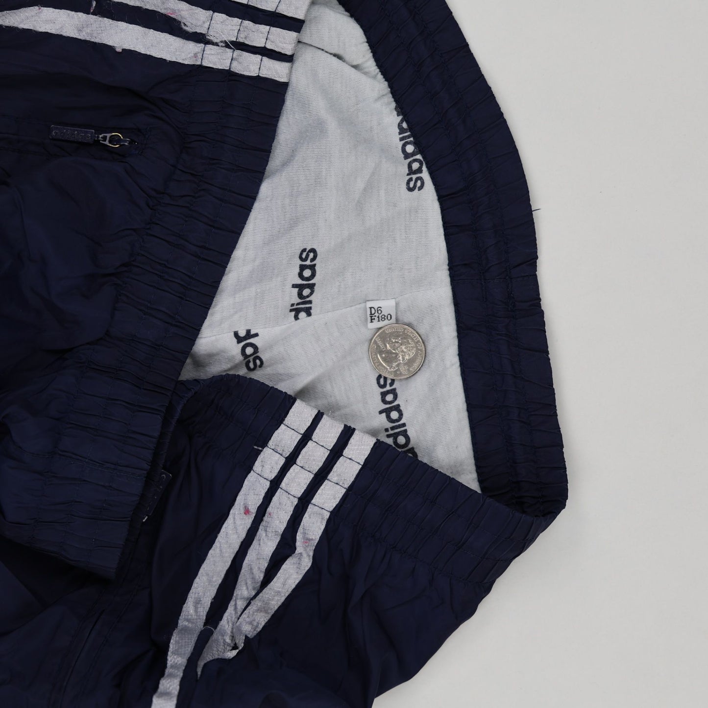 adidas Vintage Navy Blue Track Pants Large 75cm Inseam 40cm Waist Nylon