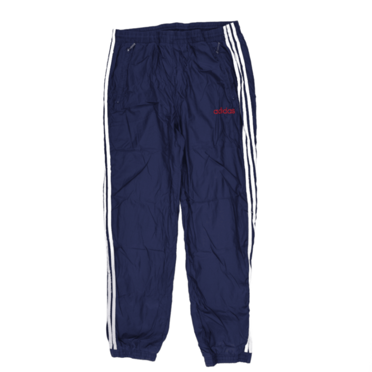 adidas Vintage Navy Blue Track Pants Large 75cm Inseam 40cm Waist Nylon