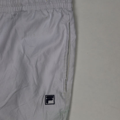 Fila Vintage White Lightweight Nylon Joggers XL 76cm Inseam 92cm Waist