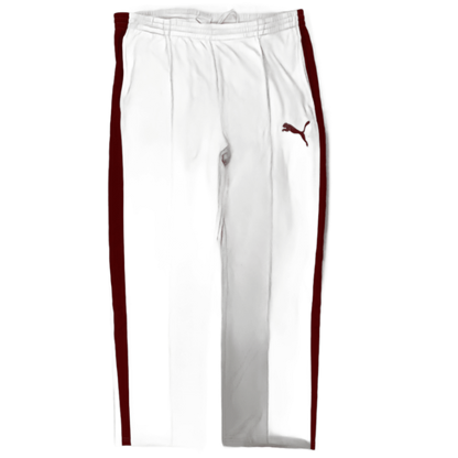 PUMA Men's Vintage White Red Track Pants Size M Polyester Blend 78 Inseam