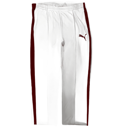 PUMA Men's Vintage White Red Track Pants Size M Polyester Blend 78 Inseam