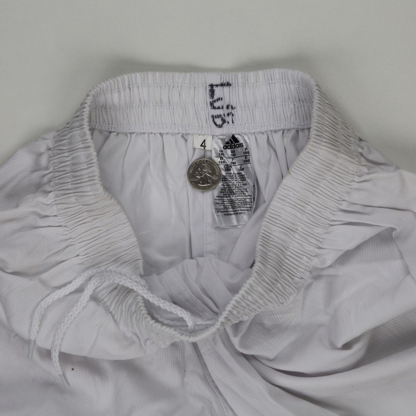 adidas Martial Arts Trousers White Size 4 Elasticated Waist 28-34 cm Cotton Mens