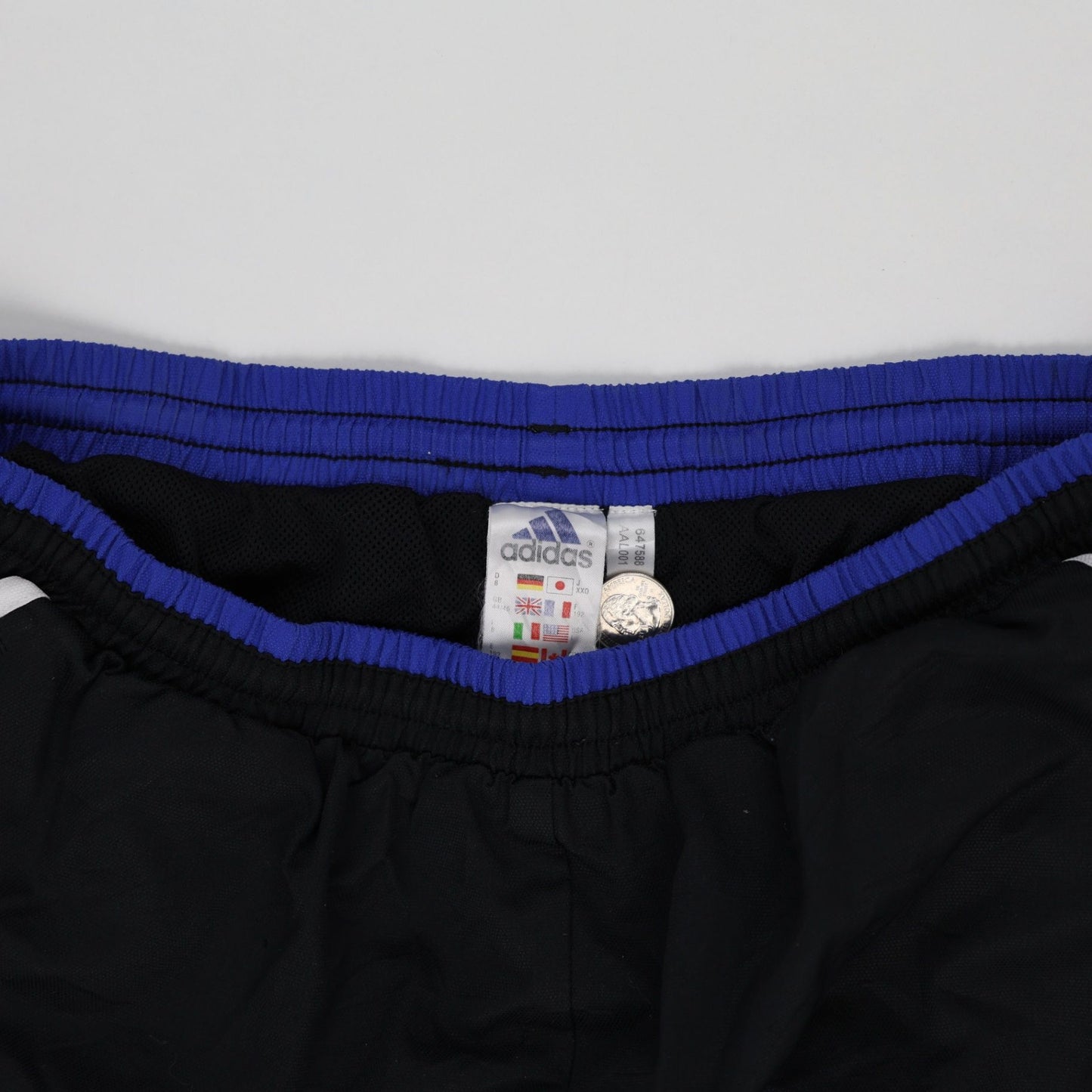 adidas Vintage Black Blue Track Pants Large Polyester