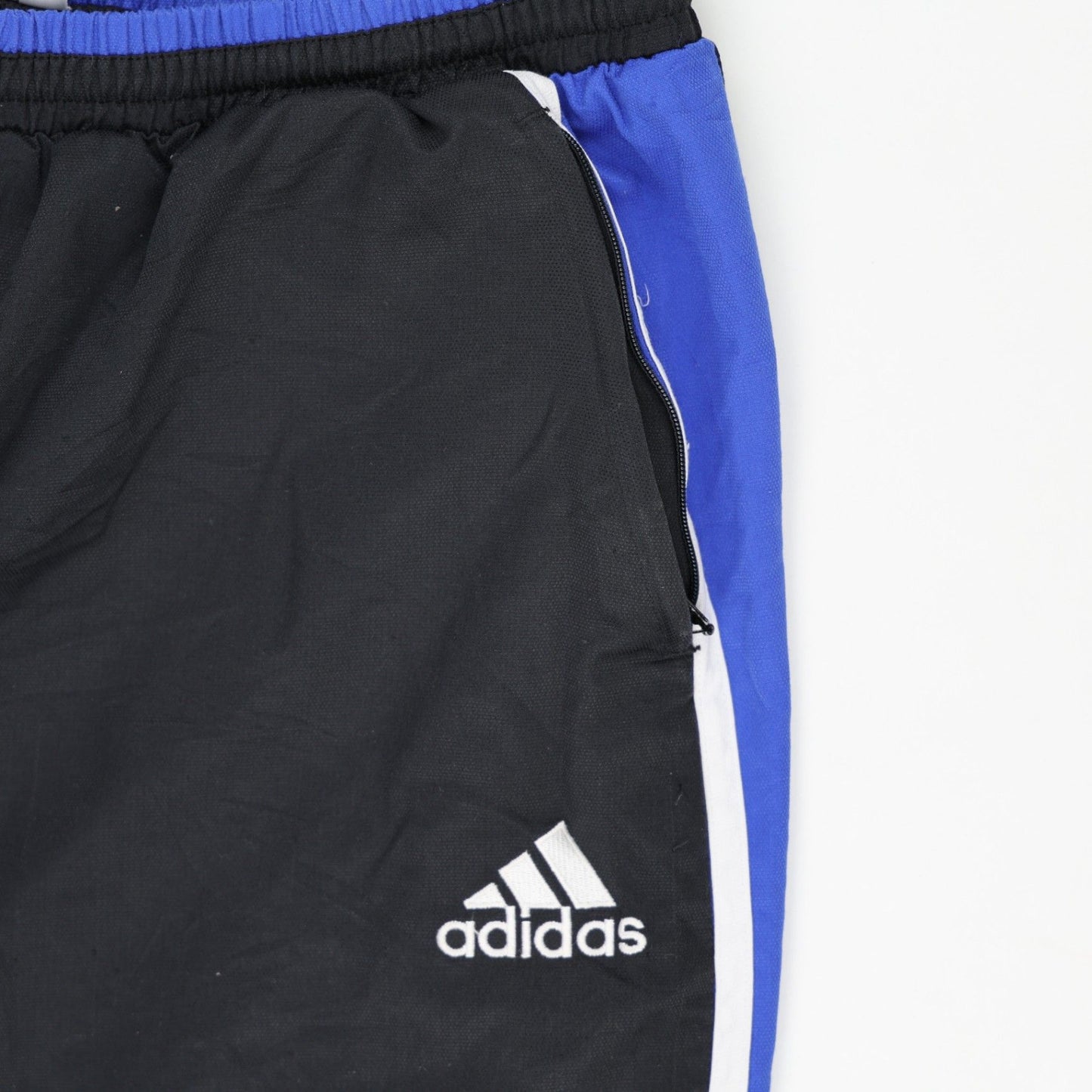 adidas Vintage Black Blue Track Pants Large Polyester
