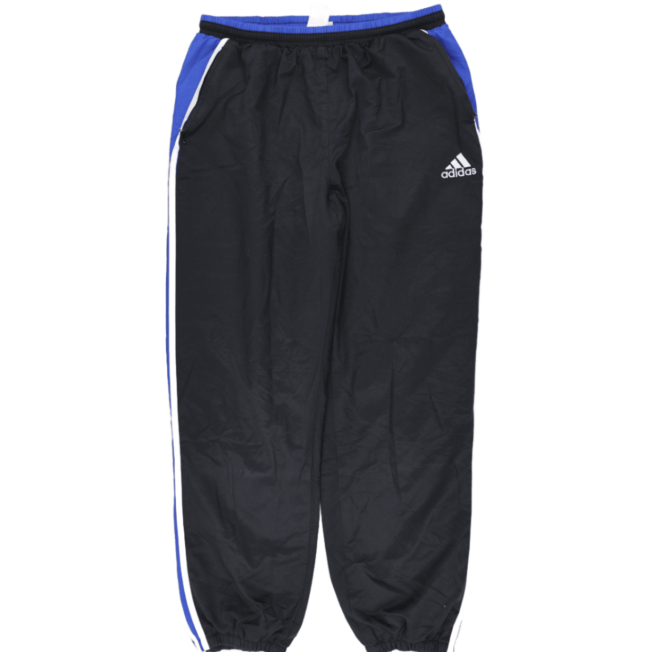 adidas Vintage Black Blue Track Pants Large Polyester