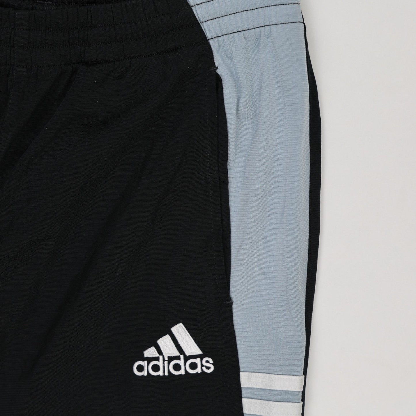 adidas Vintage Black Light Blue Track Trousers Large 78cm Inseam Polyester