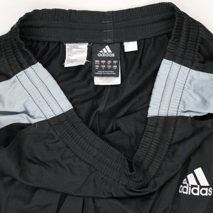 adidas Vintage Black Light Blue Track Trousers Large 78cm Inseam Polyester