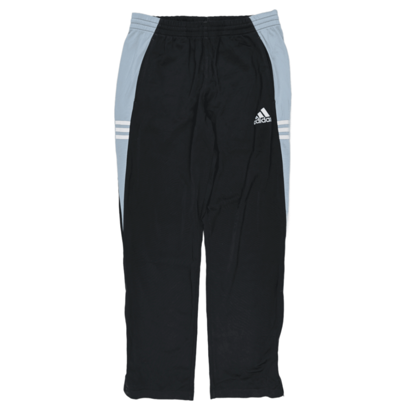 adidas Vintage Black Light Blue Track Trousers Large 78cm Inseam Polyester