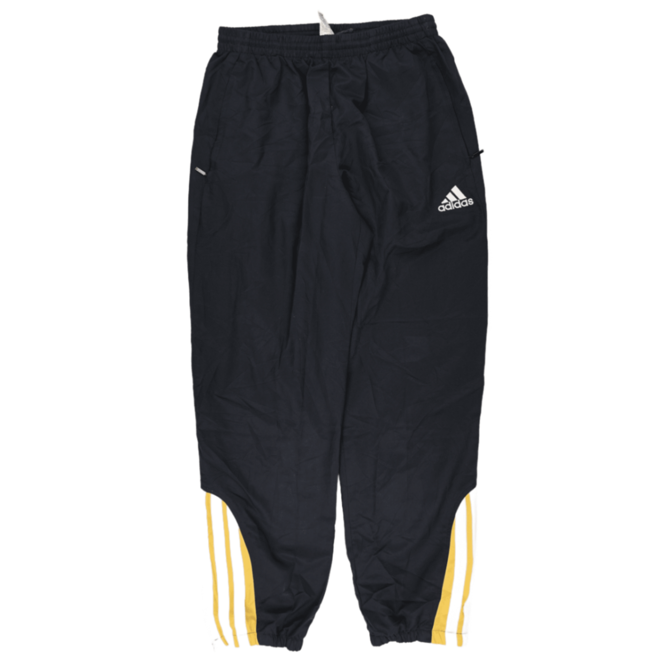 adidas Vintage Black Yellow Track Trousers Large 80cm Inseam 88cm Waist Polyester