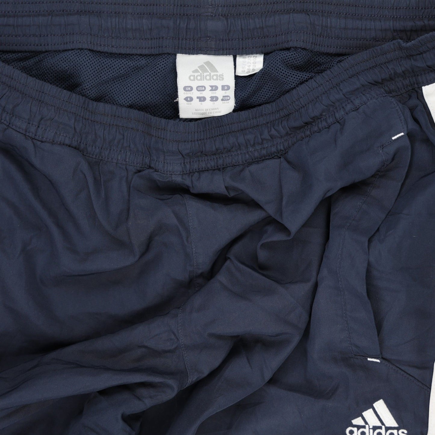 adidas Navy Blue Tracksuit Bottoms Men's Size L Polyester Sportswear 78 cm Inseam 92 cm Waist
