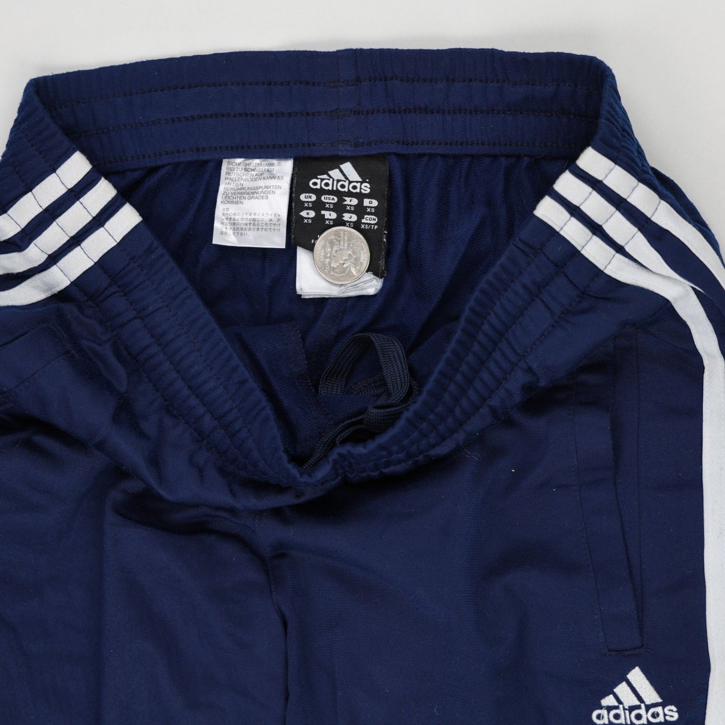 adidas Navy Blue Track Bottoms Extra Small Polyester Vintage Men's Trousers