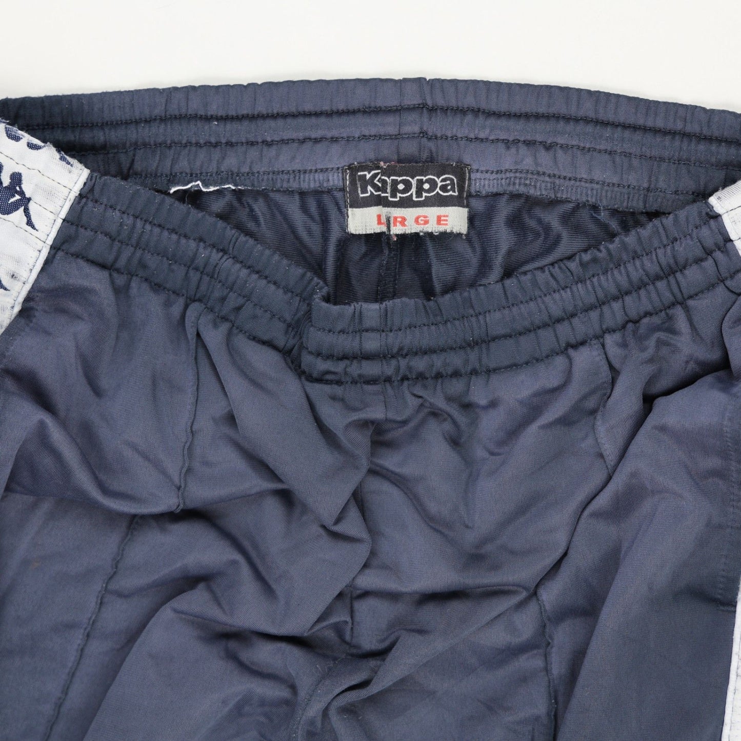 Kappa Navy Blue Track Pants Large Polyester Vintage Side Logo Tape