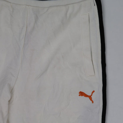 PUMA Vintage White Track Pants Large Polyester with Black Stripes