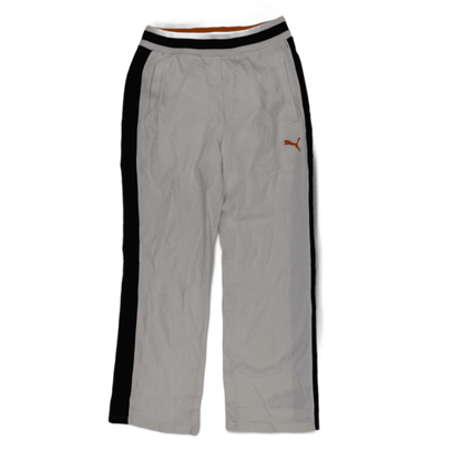 PUMA Vintage White Track Pants Large Polyester with Black Stripes