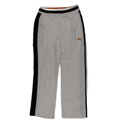 PUMA Vintage White Track Pants Large Polyester with Black Stripes
