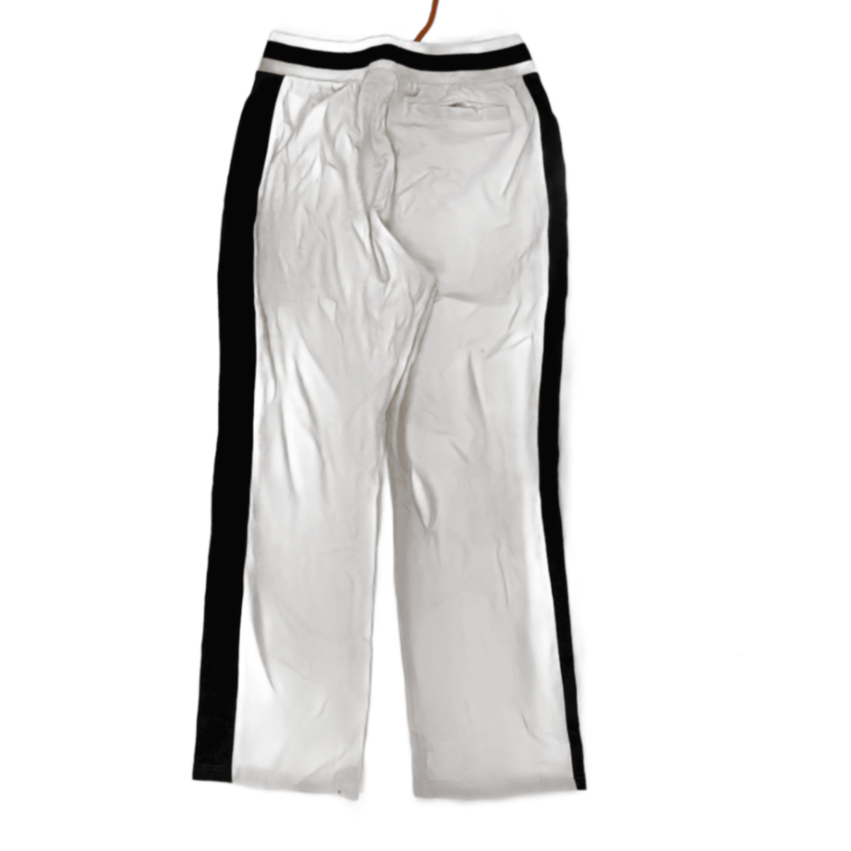 PUMA Vintage White Track Pants Large Polyester with Black Stripes