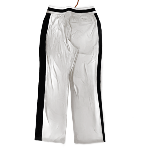 PUMA Vintage White Track Pants Large Polyester with Black Stripes