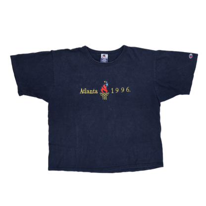 Champion Vintage Atlanta 1996 Olympics T-Shirt Navy X-Large Cotton Unisex Retro Crew Neck