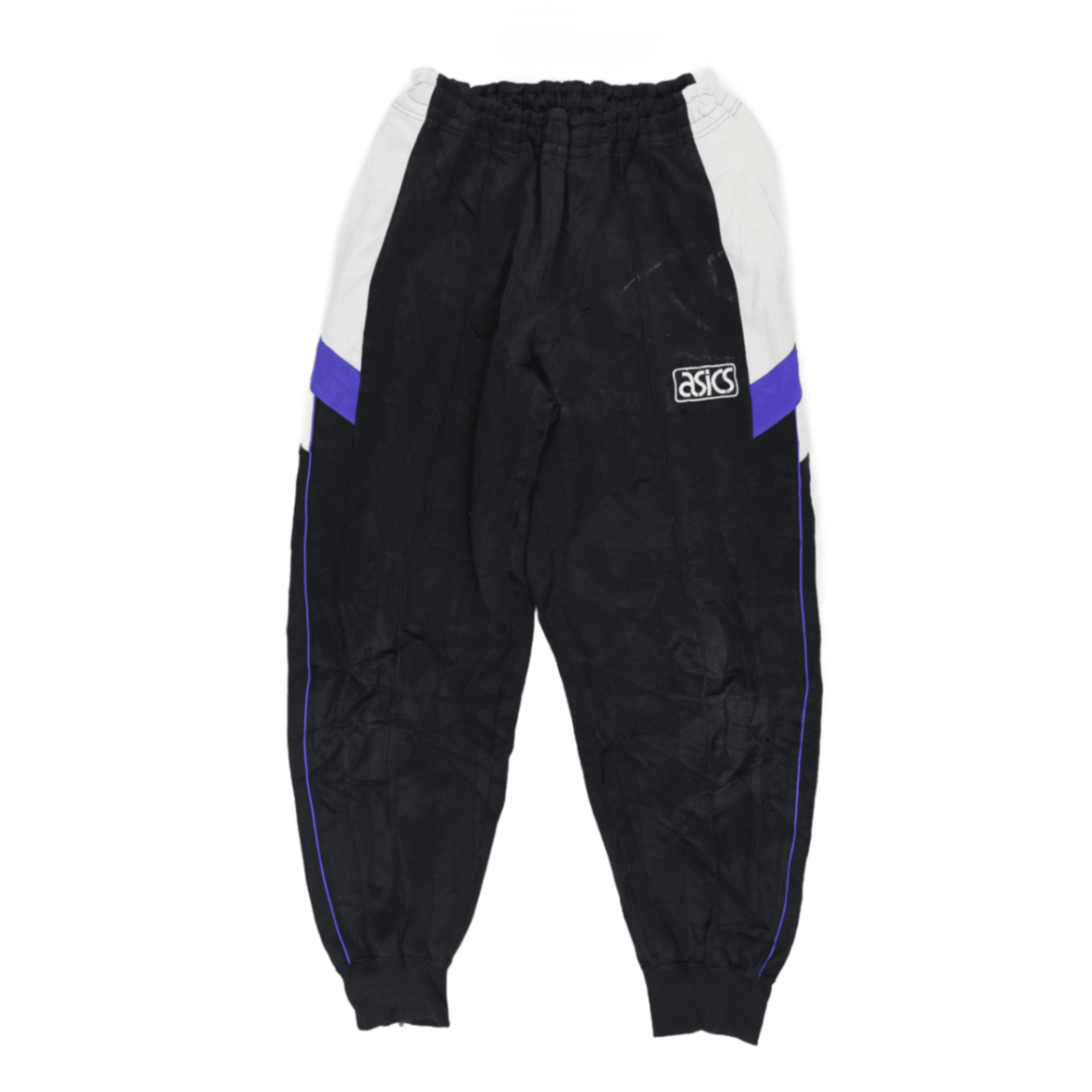 ASICS Vintage Colour Block Track Pants Black White Purple Large 76 cm Polyester
