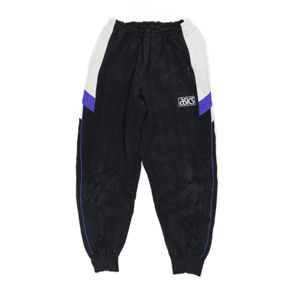 ASICS Vintage Colour Block Track Pants Black White Purple Large 76 cm Polyester