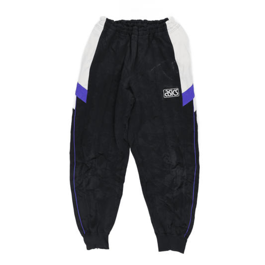 ASICS Vintage Colour Block Track Pants Black White Purple Large 76 cm Polyester