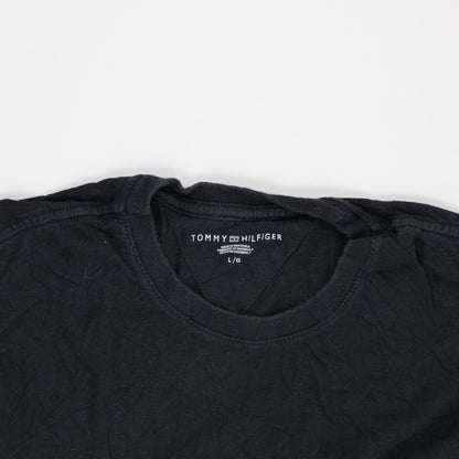 Tommy Hilfiger Logo T-Shirt Black Large Cotton Crew Neck Men's