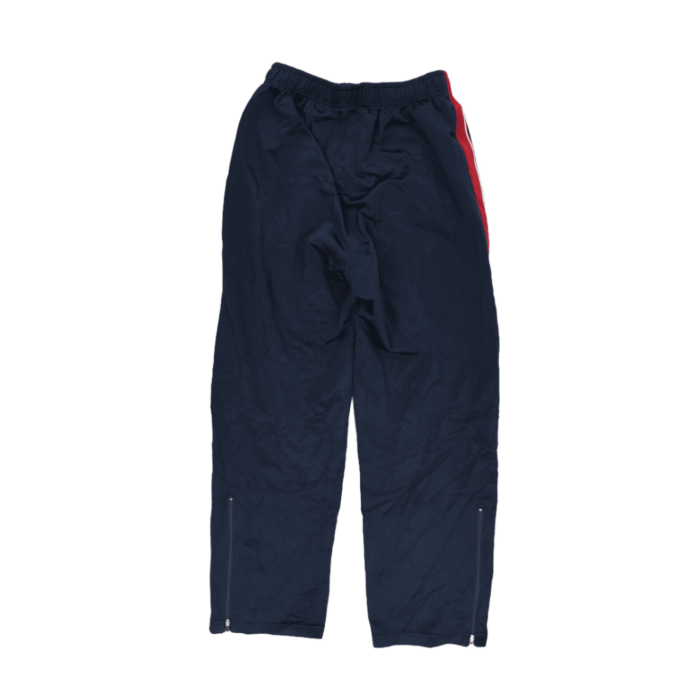 Nike Track Pants Navy Blue Medium Polyester with Red Stripe