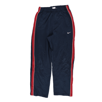 Nike Track Pants Navy Blue Medium Polyester with Red Stripe