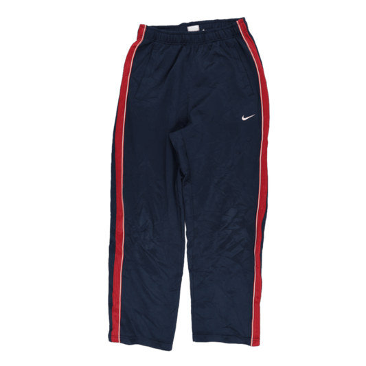 Nike Track Pants Navy Blue Medium Polyester with Red Stripe