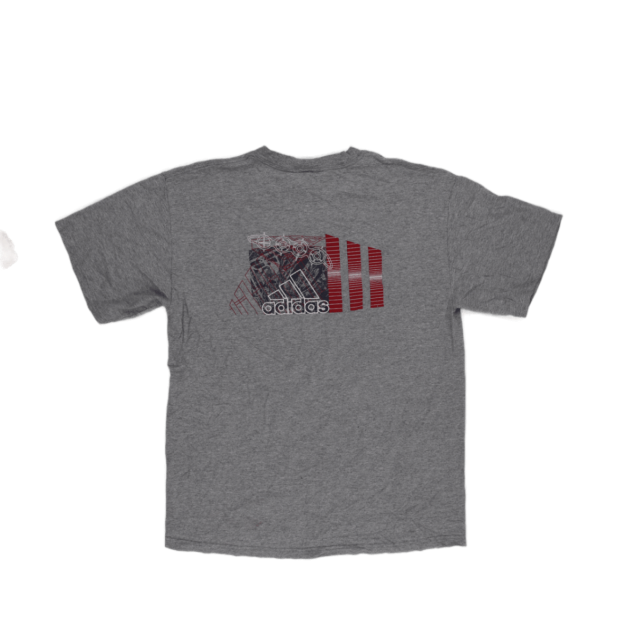 Adidas Grey Graphic Logo T-Shirt Men's Large Cotton Casual Crew Neck Vintage