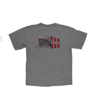 Adidas Grey Graphic Logo T-Shirt Men's Large Cotton Casual Crew Neck Vintage