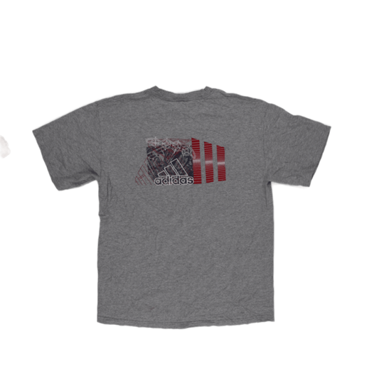 Adidas Grey Graphic Logo T-Shirt Men's Large Cotton Casual Crew Neck Vintage