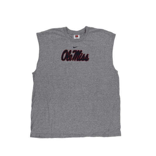 Nike Ole Miss Grey Sleeveless T-Shirt 2XL Cotton Men's Clothing