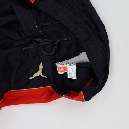 PUMA Vintage Navy Blue Track Pants for Men Large Polyester with Red Side Stripes