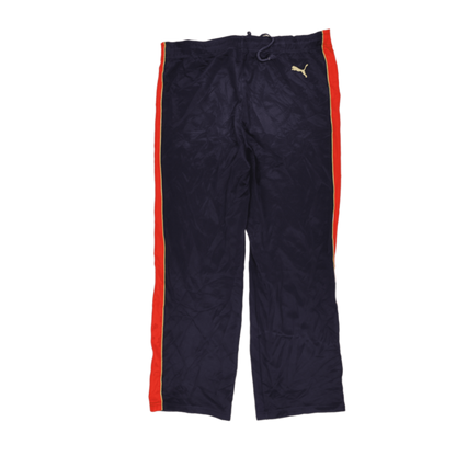 PUMA Vintage Navy Blue Track Pants for Men Large Polyester with Red Side Stripes