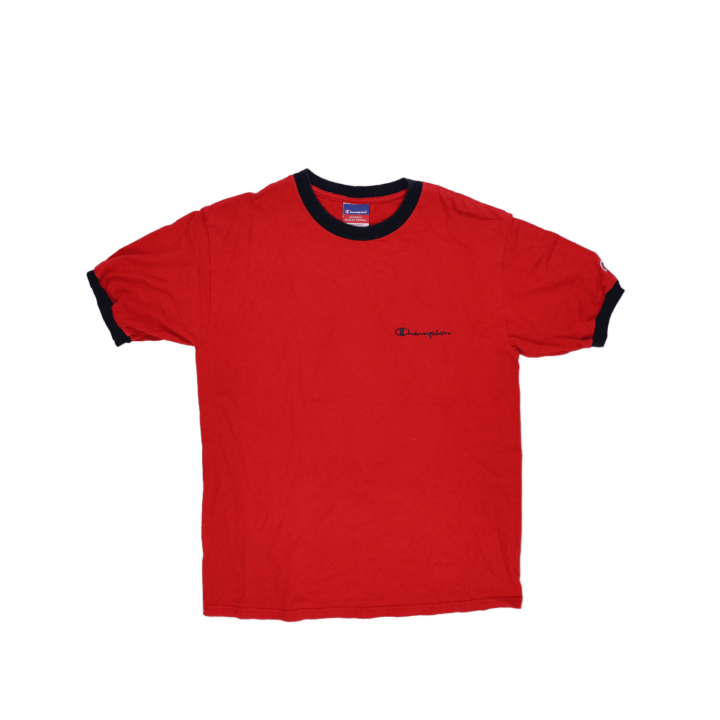 Champion Vintage Red Ringer T-Shirt Large 100 Percent Cotton Crew Neck Men's Clothing
