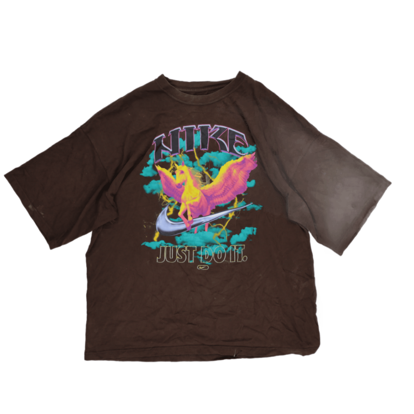 Nike Pegasus Graphic Brown T-Shirt Unisex XL Cotton Vintage Crew Neck