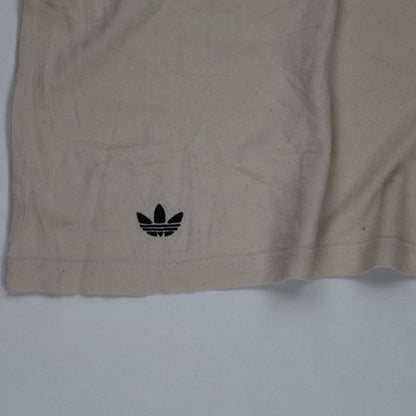 adidas Vintage Beige Oversized T-Shirt Unisex Size L Cotton Crew Neck