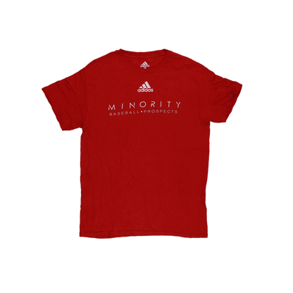 adidas Minority Baseball Prospects Red T-Shirt Mens Size M Cotton Crew Neck Casual