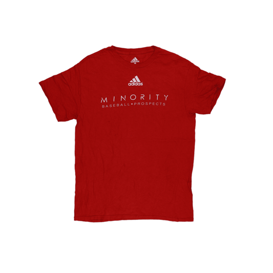 adidas Minority Baseball Prospects Red T-Shirt Mens Size M Cotton Crew Neck Casual