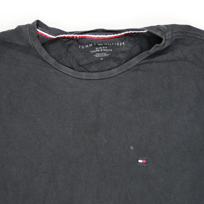 Tommy Hilfiger Slim Fit Black T-Shirt for Men Size Medium Cotton Crew Neck
