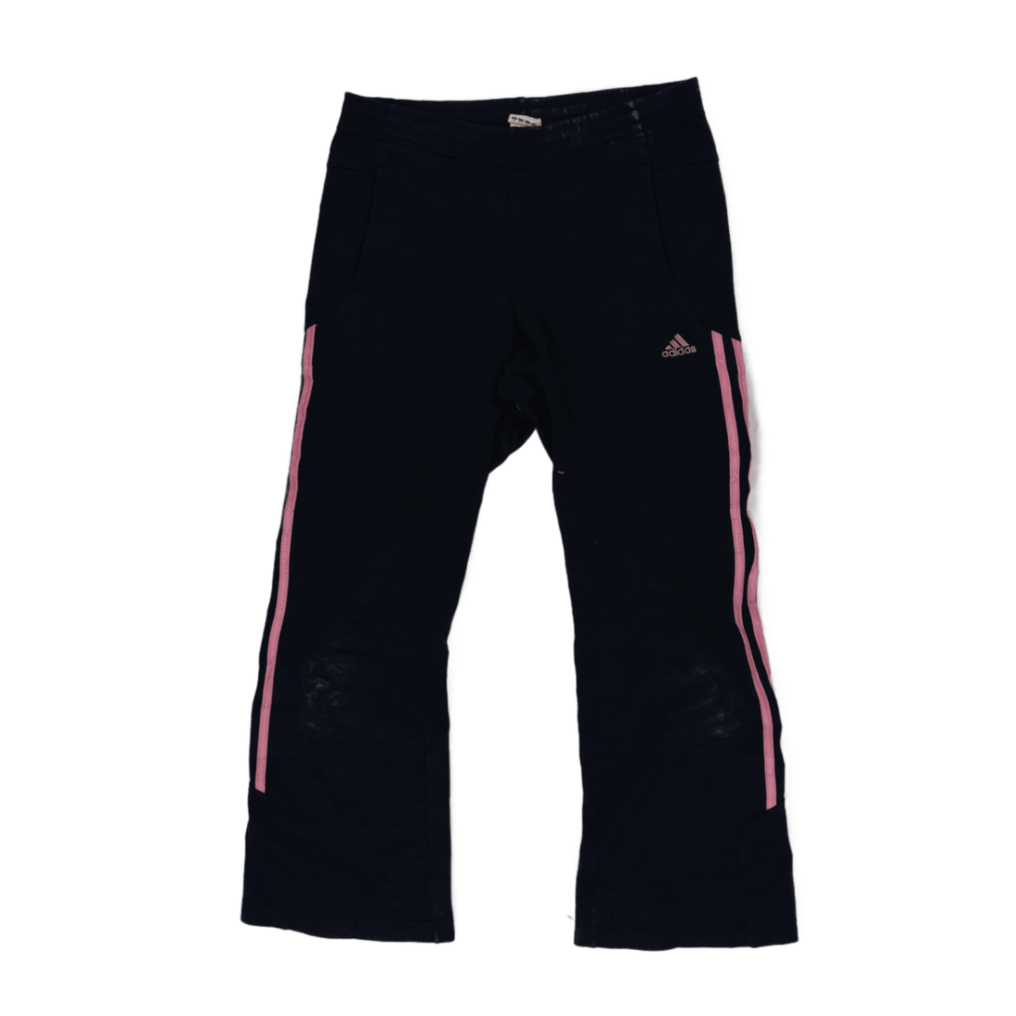 adidas Women's Sports Trousers Navy Blue Pink Stripe Size Small Cotton Blend