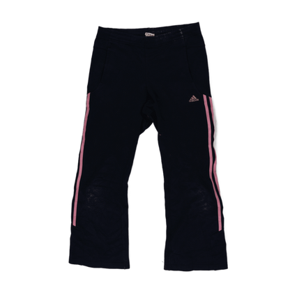 adidas Women's Sports Trousers Navy Blue Pink Stripe Size Small Cotton Blend