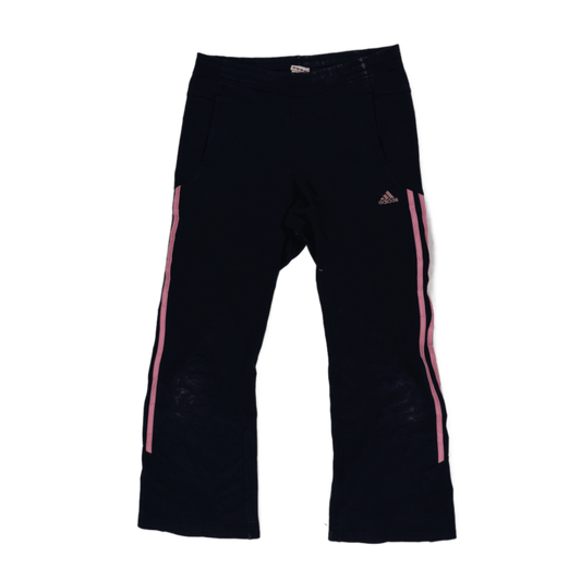 adidas Women's Sports Trousers Navy Blue Pink Stripe Size Small Cotton Blend