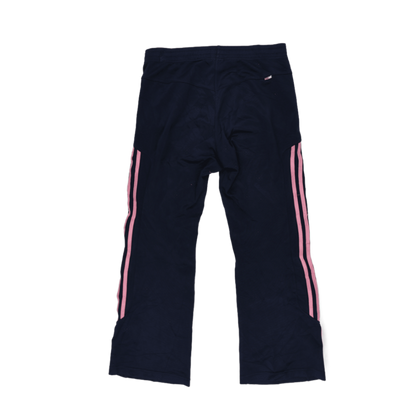 adidas Women's Sports Trousers Navy Blue Pink Stripe Size Small Cotton Blend