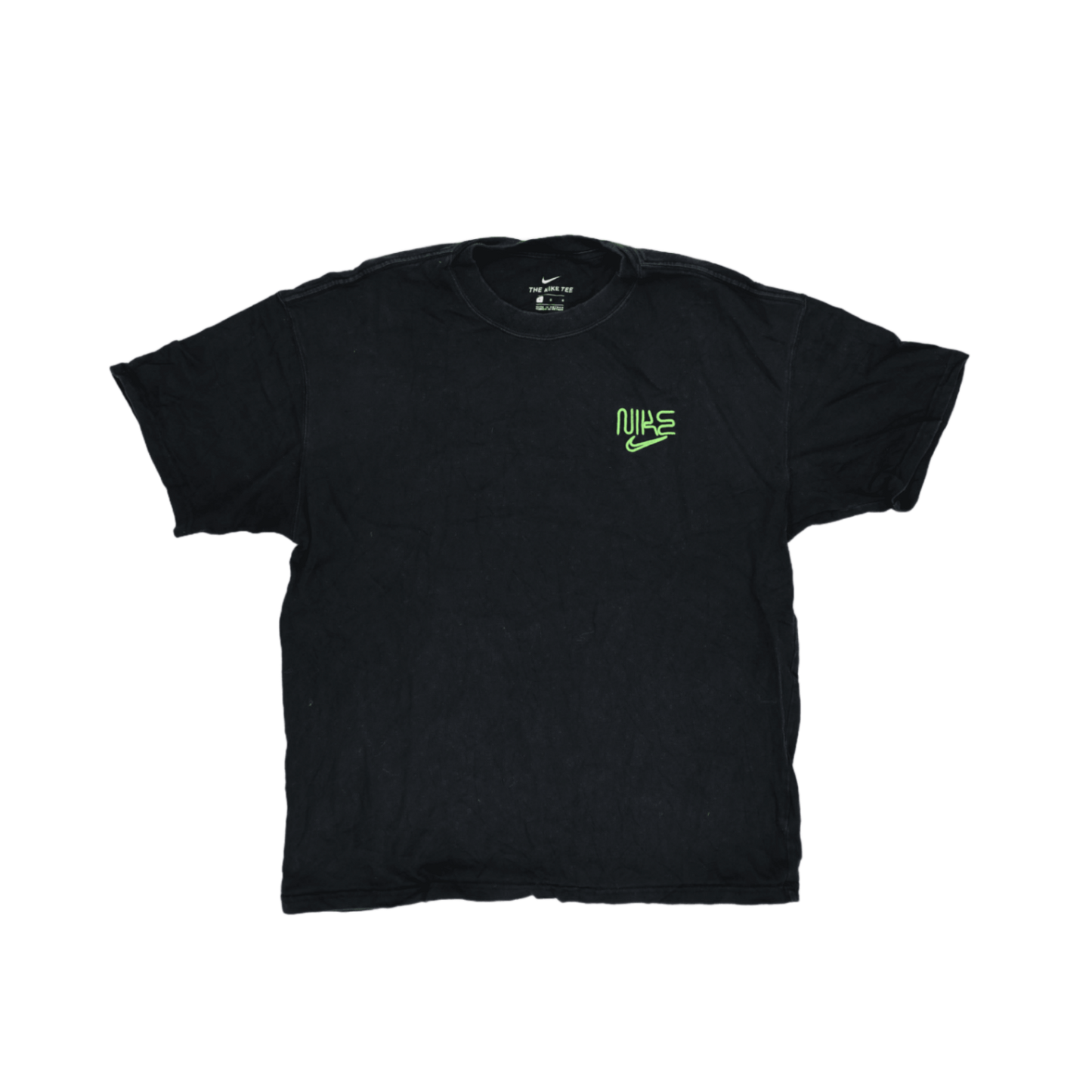 Nike Vintage Neon Logo Black Graphic Tee Unisex Large Cotton Crew Neck T-Shirt